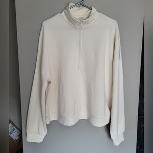 Cable & Gauge Cream Half-Zip Sweatshirt, Size XL